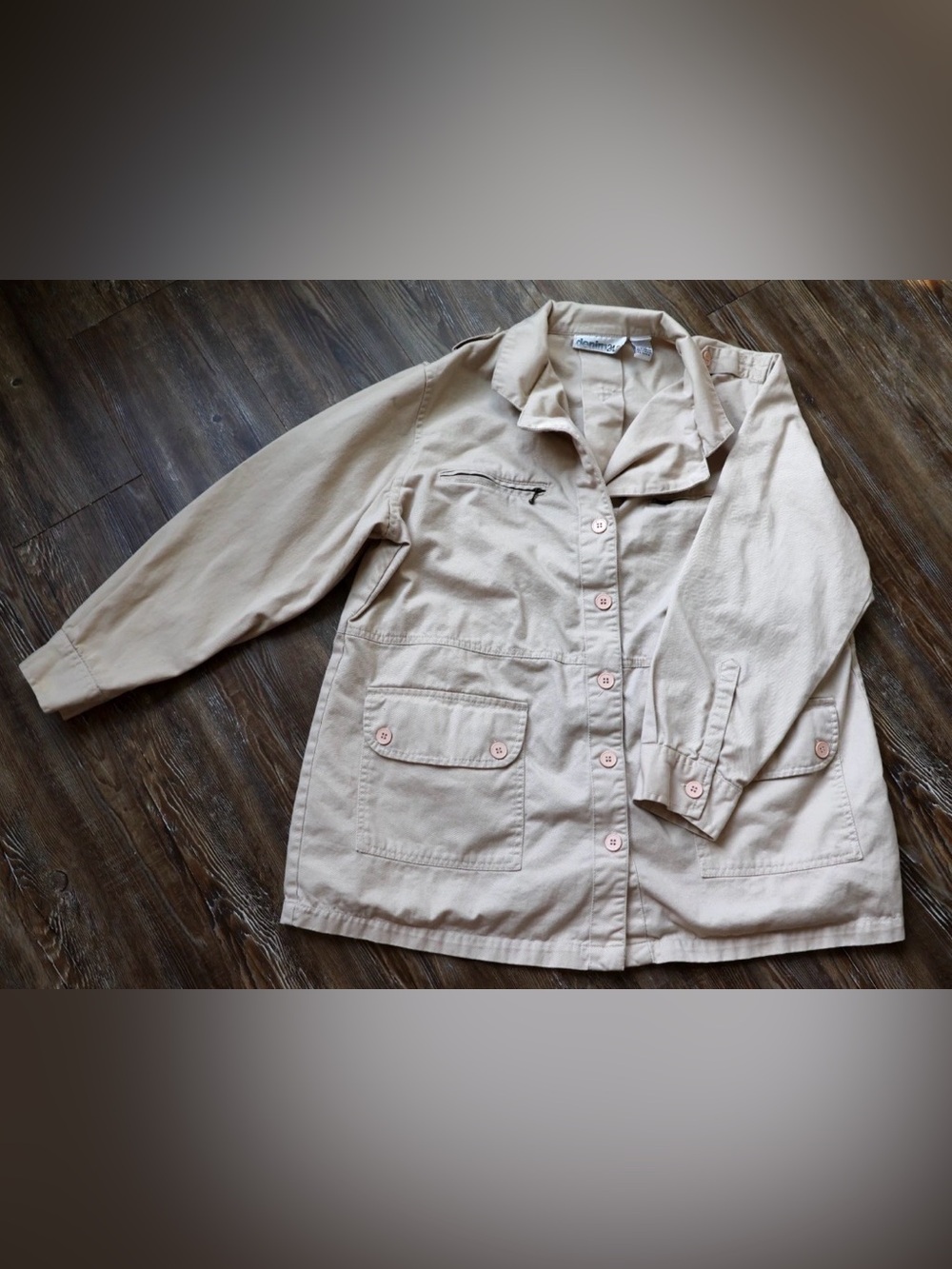 Denim 24/7 Beige Chore Jacket Utility Safari Workwear Cotton Women 20W Plus Size